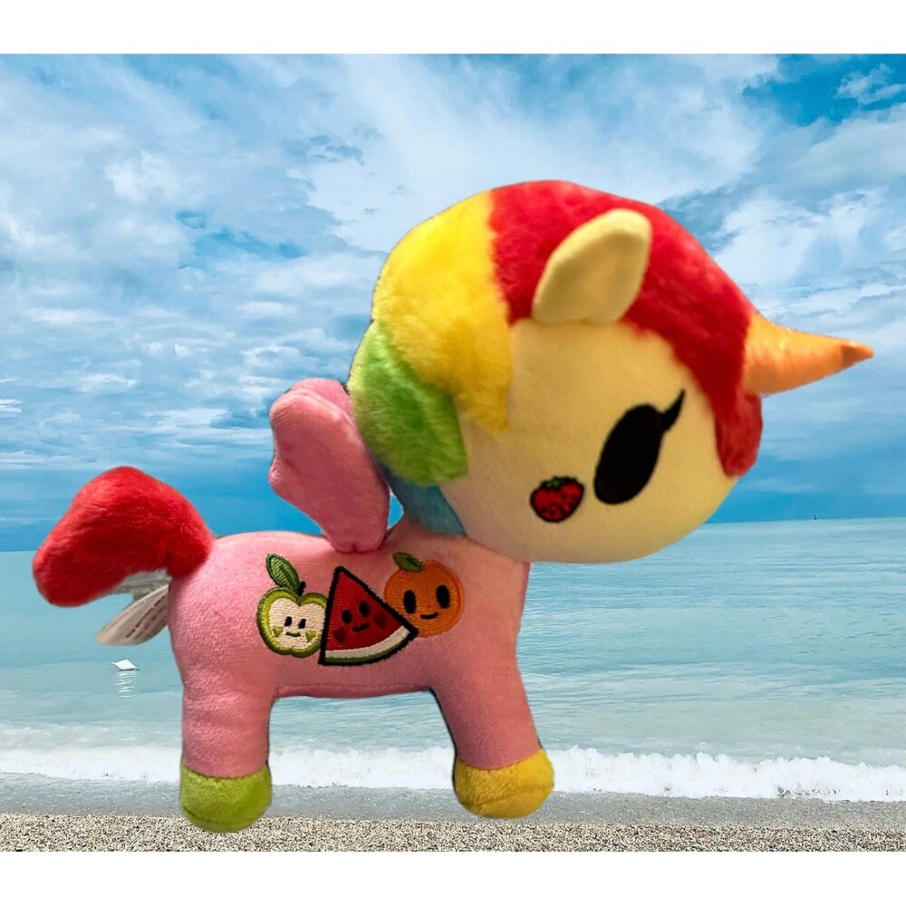 tokidoki Rainbow Mane Unicorn Plush - Pink, Red, Yellow, Green, Blue